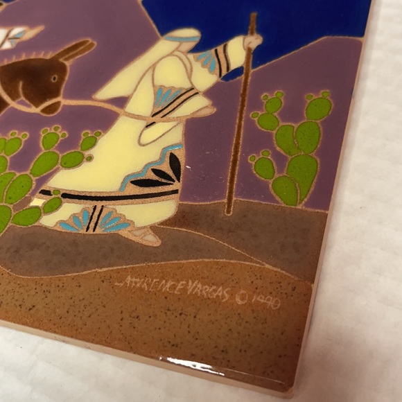 Vintage Joseph & Mary Scene on Tile, By Artist Lawrence Vargas - Picture 2 of 6